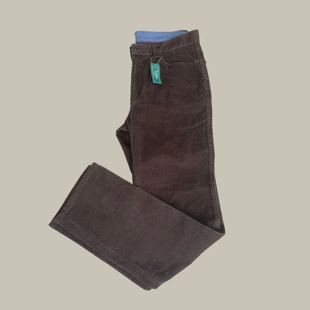 LL Bean Mens Standard Fit Corduroy Pants Brown 32x32 502837 New With Tags